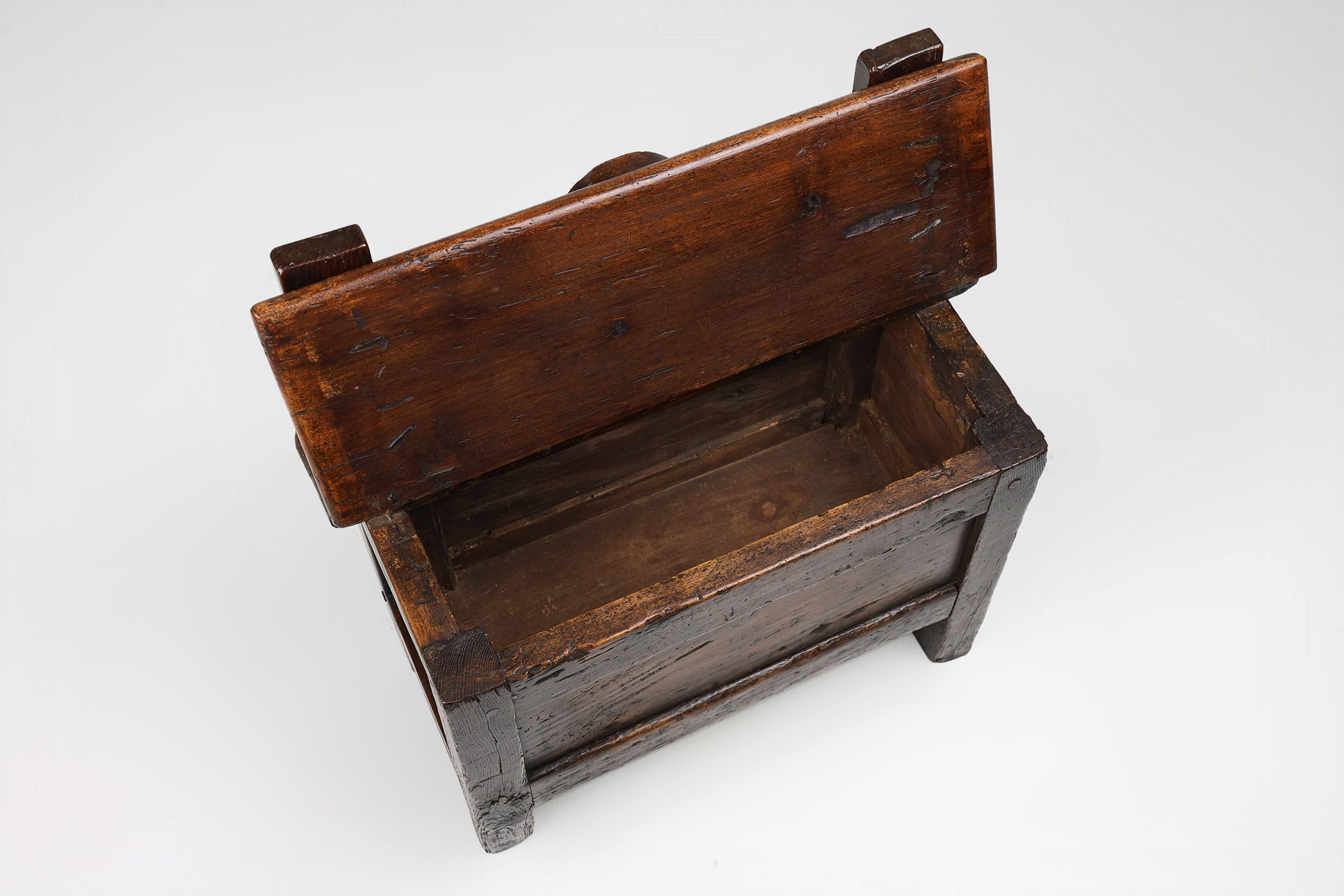 16th Century French wooden stool with storage and nice patinathumbnail